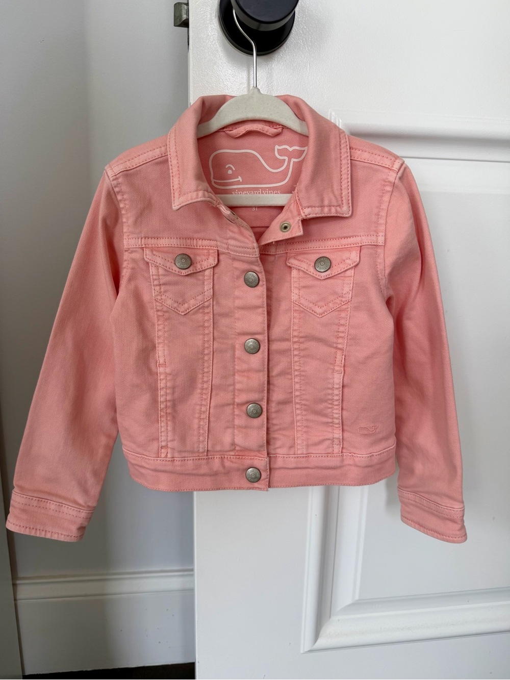 Vineyard Vines Coral Pink Denim Jacket, Girls 3T